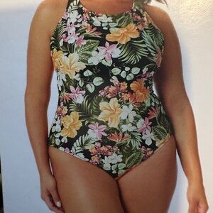 Hurley Black Floral Tropical One-Piece Swimsuit